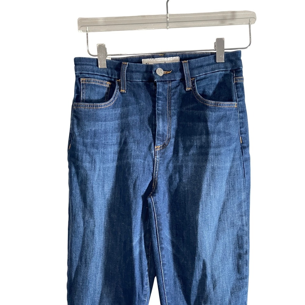 Frank Eileen Killian High Rise Straight Leg Raw Hem Stretch Jeans Size 27 Blue - Picture 9 of 12